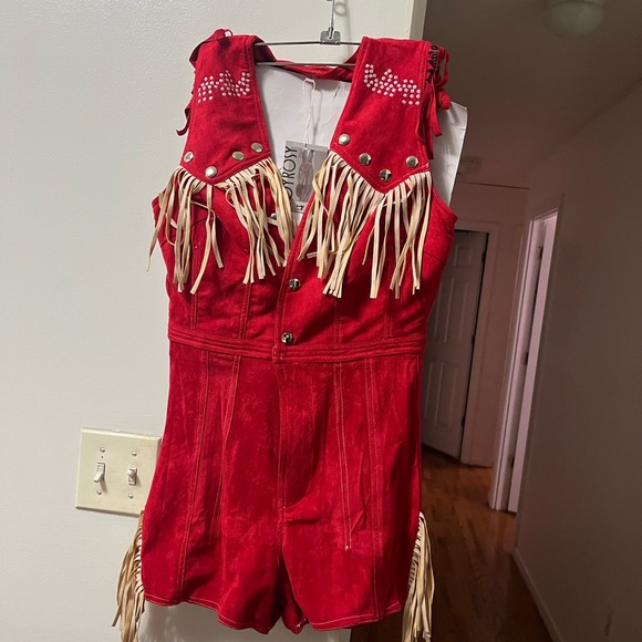 Oyrosy Red Fringe Western jumpsuit - Picture 1 of 6